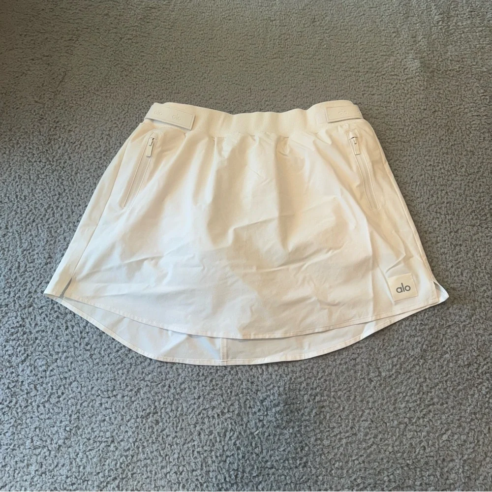 Womens Alo High-Waist Elevation Mini Skirt Ivory Large L White